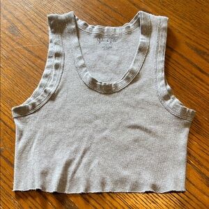 John Galt Gray Ribbed Tank Top 100% Cotton Made in Europe